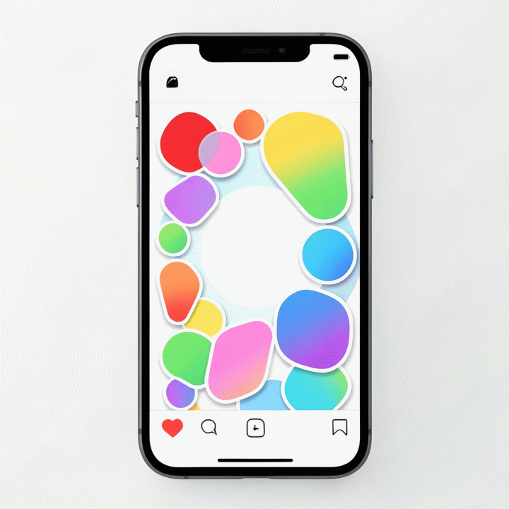 Visual abstrak cara menempelkan stiker digital ke template Instagram Story.