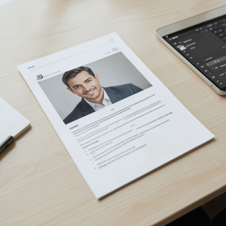 Abstract image showing the process of selecting a professional photo for a CV.