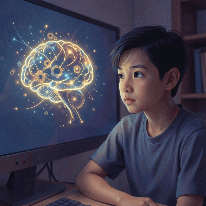 Visualisasi potensi belajar dan jaringan kognitif yang sedang dipetakan oleh seorang mahasiswa.