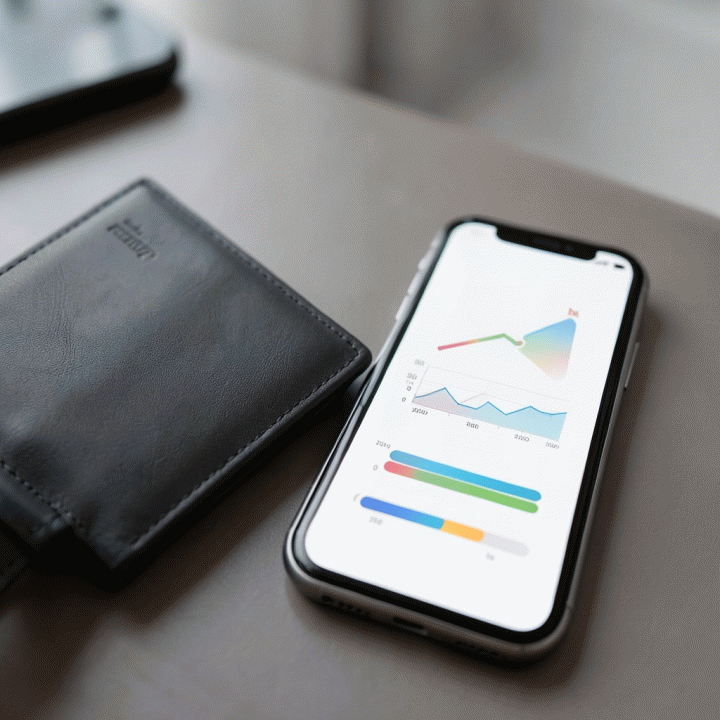 Perangkat modern (dompet dan smartphone) digunakan untuk melacak dan mengontrol aliran dana pribadi secara digital.