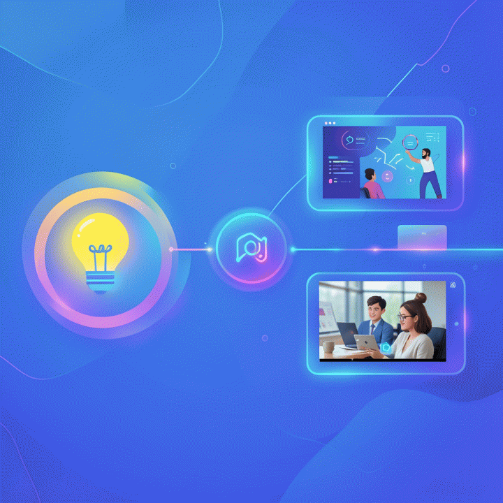 Visualisasi konseptual pipeline digital yang menunjukkan proses transformasi ide kreatif menjadi aset visual brand yang konsisten menggunakan teknologi AI.