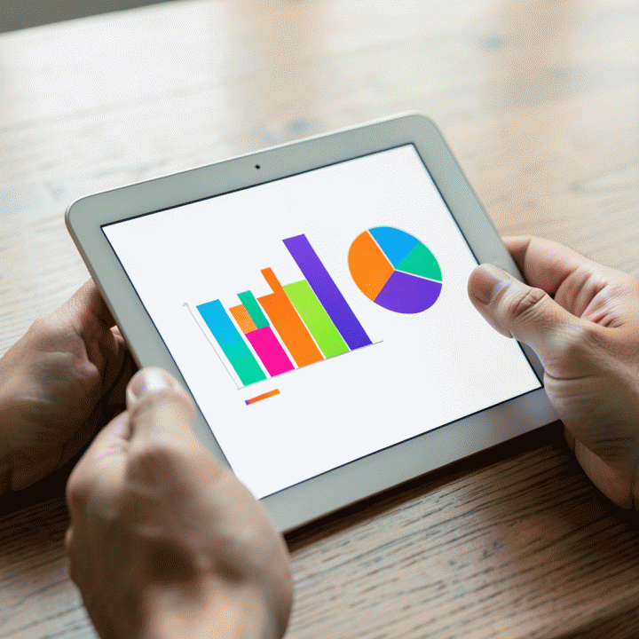 Tampilan antarmuka grafik keuangan yang estetis pada layar perangkat digital.