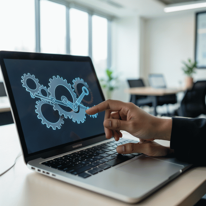 Tangan yang sedang menyesuaikan parameter biaya operasional pada antarmuka digital, menunjukkan proses optimalisasi harga jual.