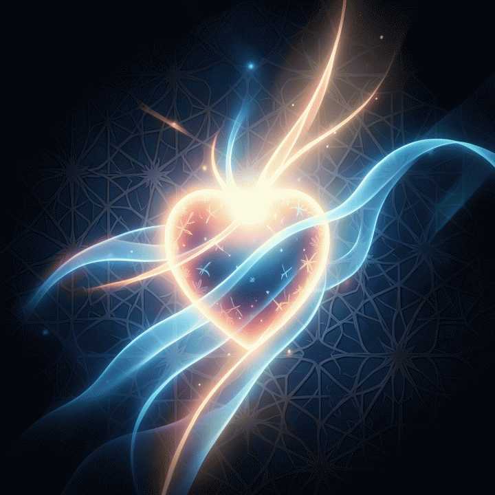 Grafik abstrak yang menggambarkan energi spiritual dan mental yang diisi ulang melalui istirahat terencana dalam rutinitas ibadah.