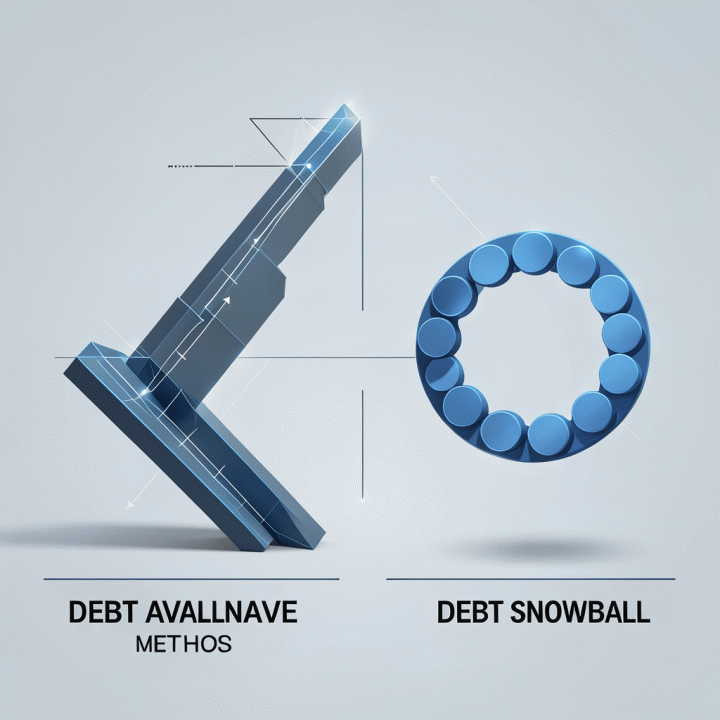 Perbandingan visual antara strategi Debt Avalanche dan Debt Snowball yang ditampilkan sebagai dua pola pelunasan utang yang sistematis dan terstruktur.