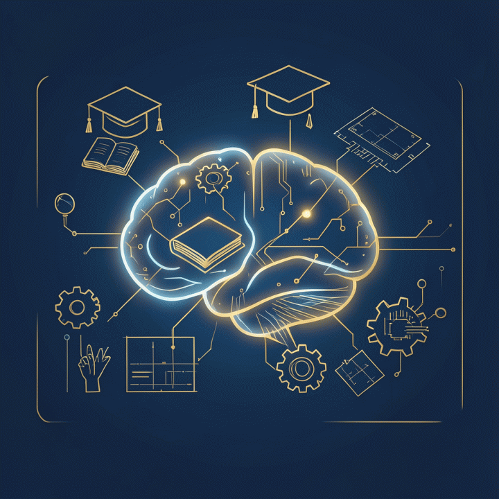 Visualisasi konseptual AI yang menghubungkan kurikulum akademik dengan kebutuhan industri.