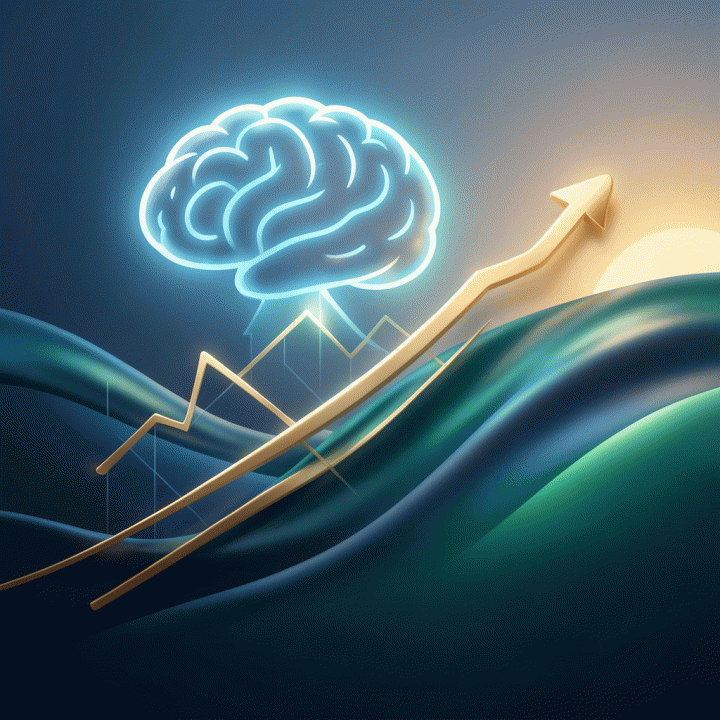 Visual abstrak yang menunjukkan pengelolaan energi dan peningkatan fokus mental, menggunakan warna-warna tenang dan gradasi cahaya.