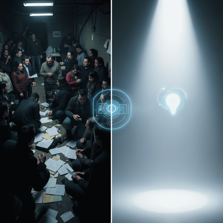 Perbandingan visual antara hook video yang kurang efektif (kiri) dan hook yang sangat menarik/viral (kanan) dengan bantuan AI.