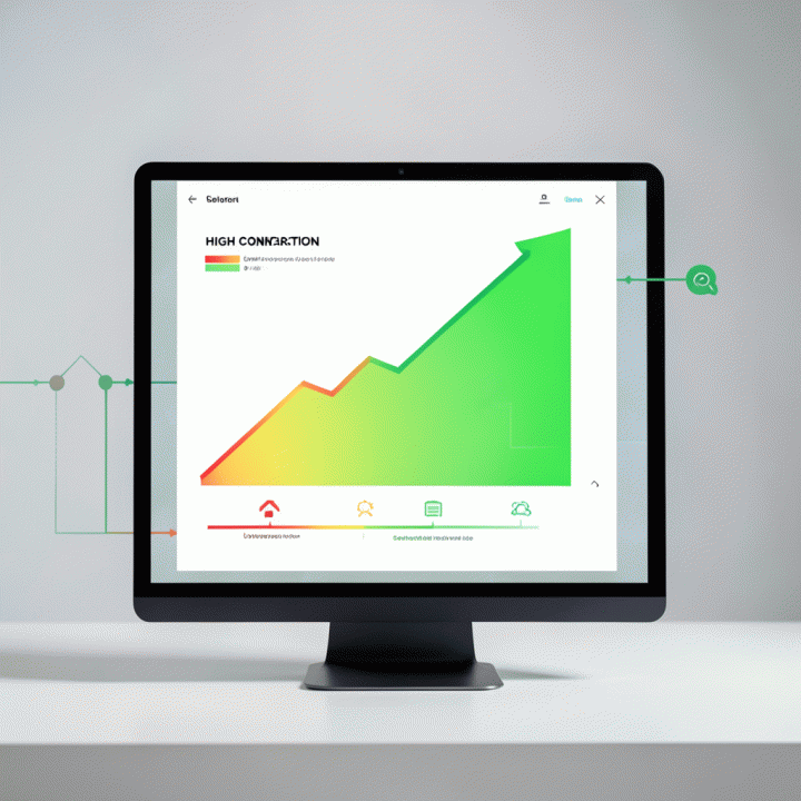 Grafik peningkatan konversi yang menunjukkan hasil optimasi landing page yang efektif.