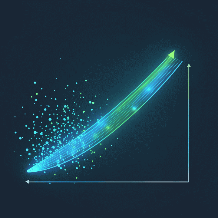 Visualisasi aliran data pipeline yang menunjukkan transformasi data mentah yang tersebar menjadi pipeline penjualan terstruktur dan berkualitas tinggi melalui otomatisasi AI.
