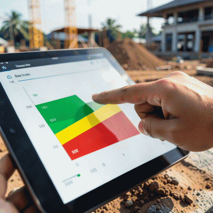 Analisis progres dan biaya proyek secara real-time menggunakan dashboard visual tanpa teks.