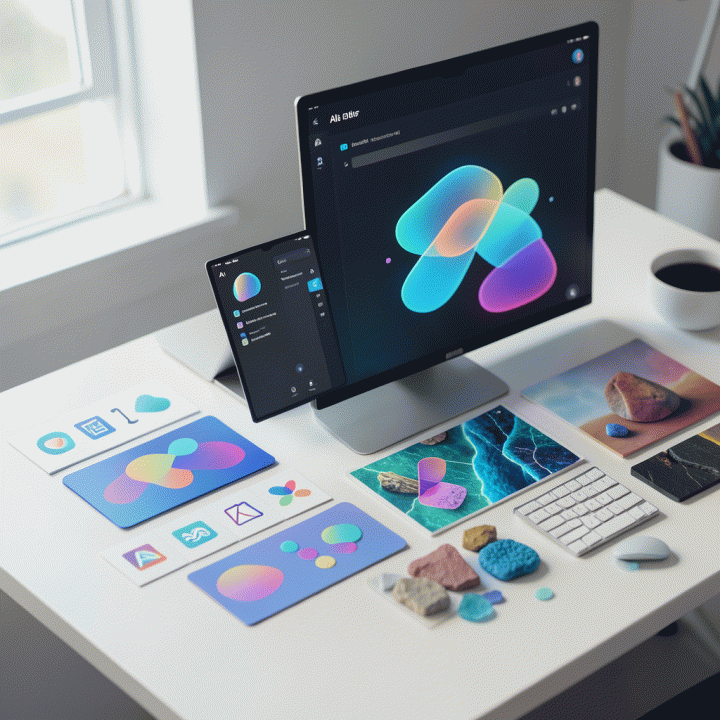 Visual workspace demonstrating consistent and professional AI-generated design assets for digital sellers.