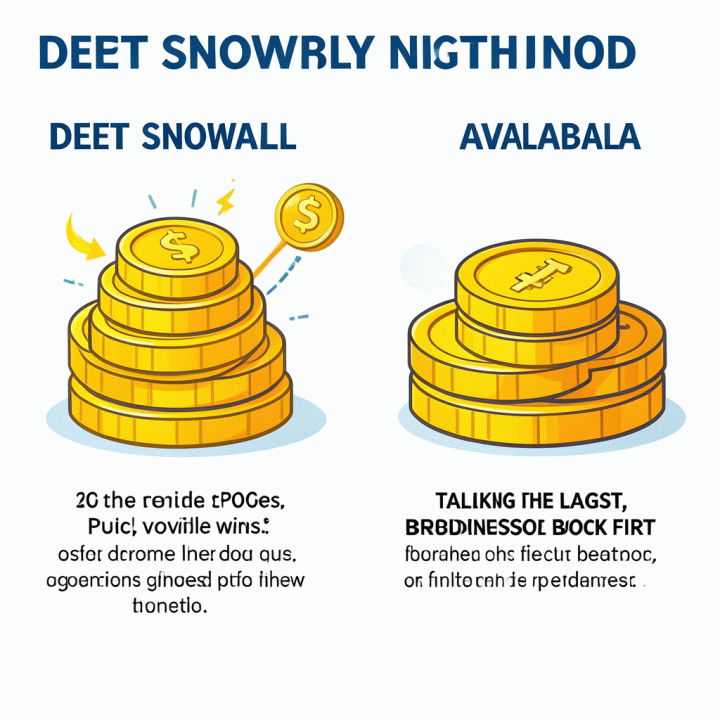 Infografis perbandingan visual antara metode Snowball dan Avalanche untuk melunasi utang.