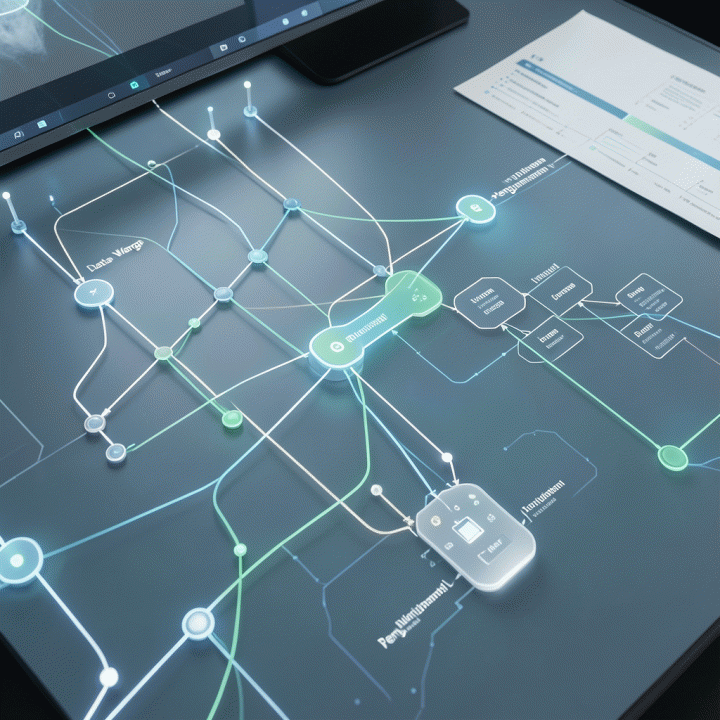 Visualisasi alur kerja administrasi lingkungan digital yang efisien dan transparan.