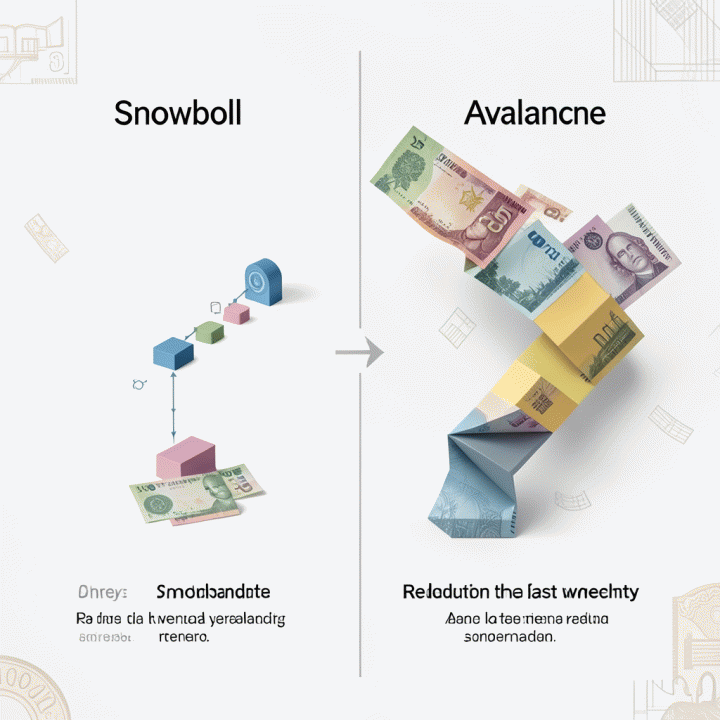 Perbandingan visual antara metode Debt Snowball dan Debt Avalanche dalam manajemen utang.