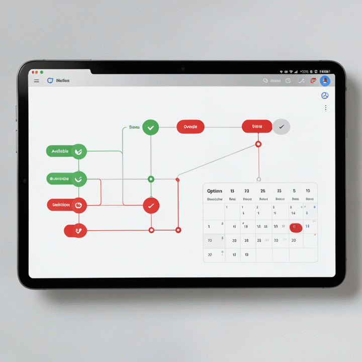 Dashboard visualisasi data operasional rental yang terpusat dan efisien, menunjukkan status inventaris dan jadwal pemesanan secara abstrak.