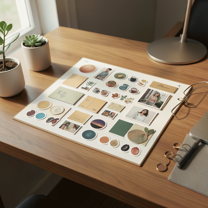 Mockup feed Instagram yang estetik dan premium, menampilkan berbagai aset stiker digital dan dekorasi untuk inspirasi konten kreator.