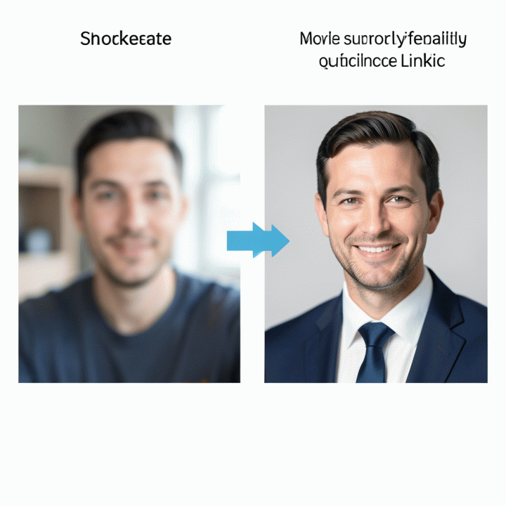 Perbandingan visual antara foto selfie kasual dan foto profil profesional ideal untuk LinkedIn.