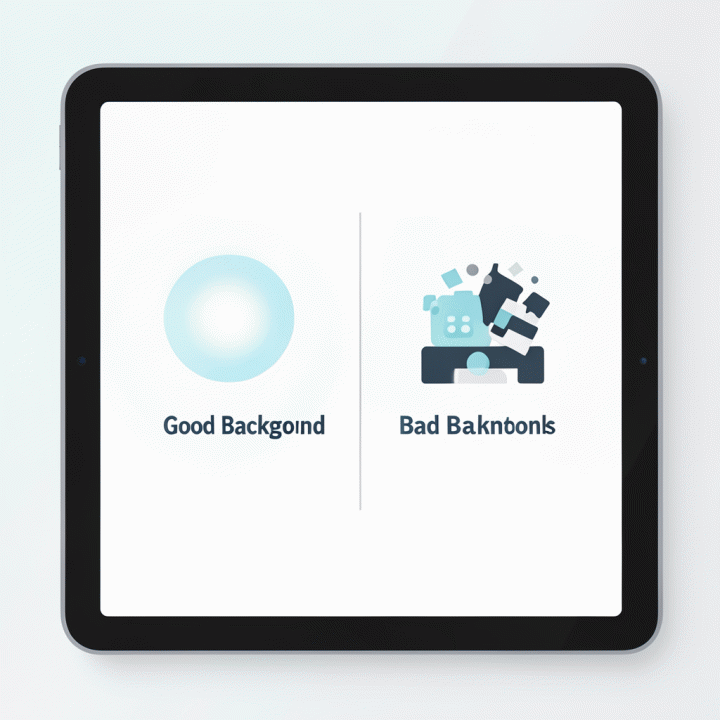 Visual perbandingan latar belakang foto profil LinkedIn yang baik dan yang buruk dalam format infografis.