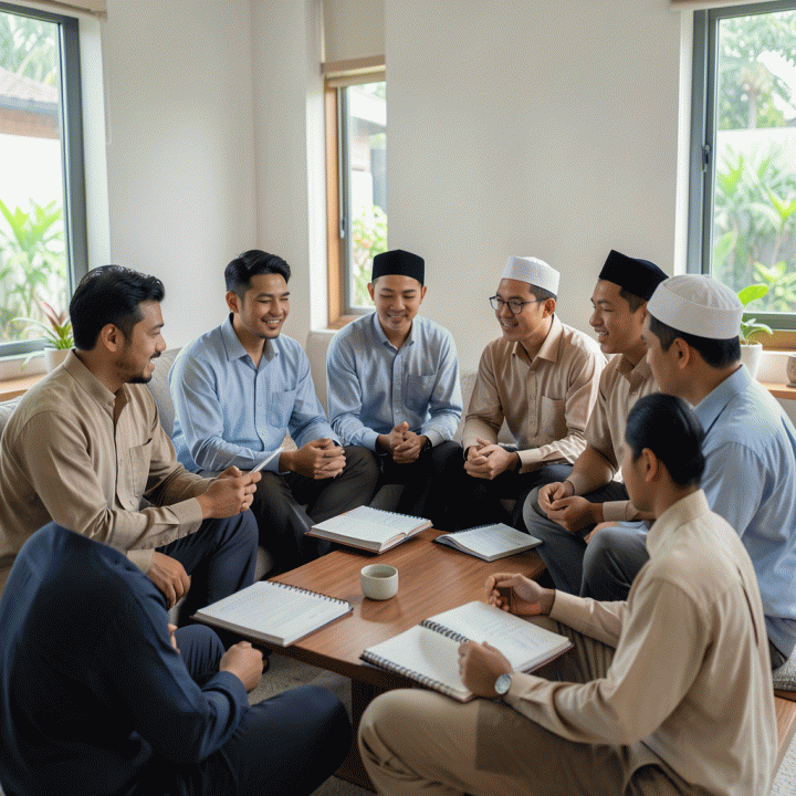Kelompok anak muda Muslim Indonesia yang belajar bersama dan mendiskusikan cara meningkatkan konsistensi ibadah.