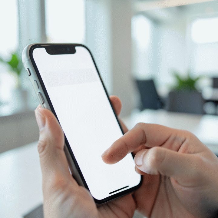 Tangan profesional sedang menyusun email lamaran kerja yang profesional di layar smartphone.