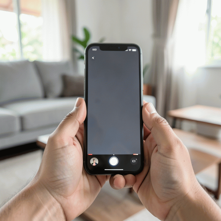 Tangan yang sedang merekam video review produk menggunakan smartphone, menyoroti aspek otentisitas konten UGC.