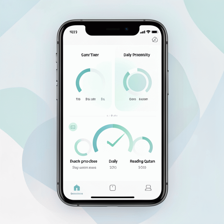 Visualisasi antarmuka pelacak kebiasaan digital yang modern dan intuitif, menunjukkan progres ibadah yang konsisten.