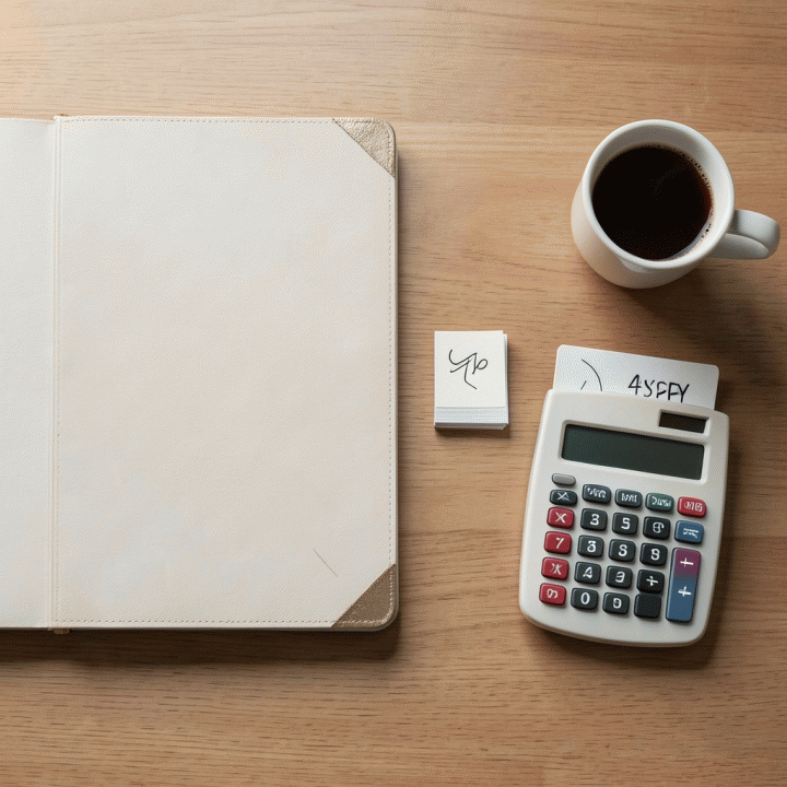 Komposisi flat lay alat perencanaan pernikahan seperti buku catatan, kartu RSVP, dan planner yang tersusun rapi, melambangkan persiapan yang terstruktur.