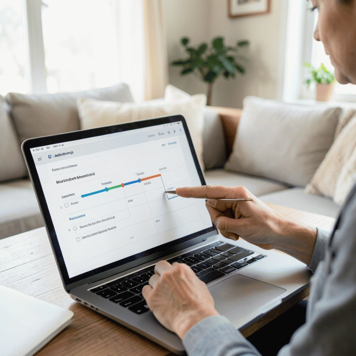 Seorang koordinator pernikahan sedang meninjau jadwal vendor dan checklist persiapan pernikahan yang terorganisir di perangkat digital, menunjukkan koordinasi yang lancar.
