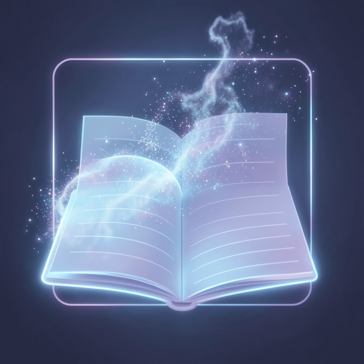 Visualisasi abstrak dari pikiran yang berantakan yang diorganisir menjadi jurnal yang terstruktur menggunakan AI.