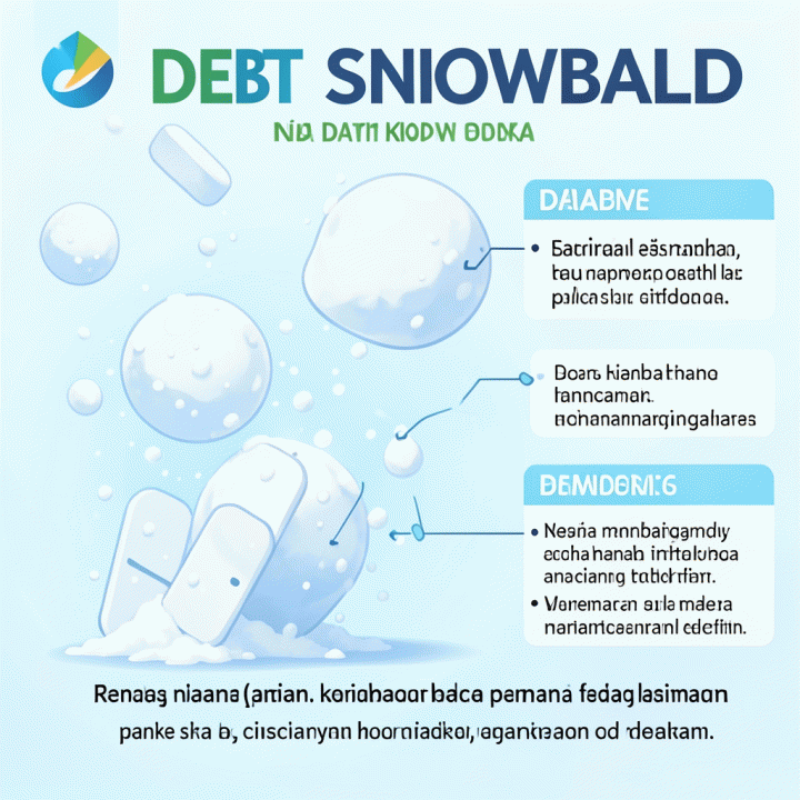 Infografis yang menjelaskan konsep Debt Snowball untuk melunasi utang kecil terlebih dahulu.