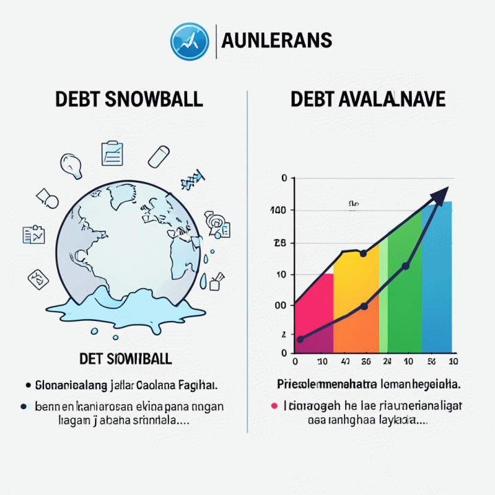 Perbandingan visualisasi metode Debt Snowball dan Debt Avalanche untuk melunasi utang.
