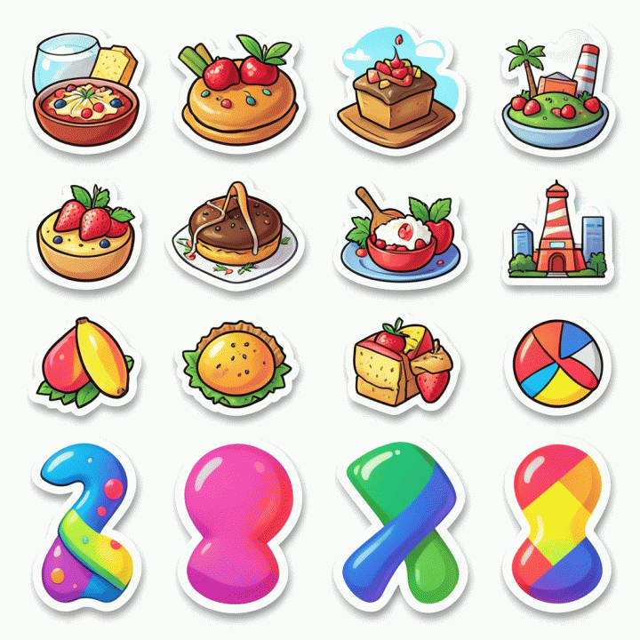 Vibrant digital sticker pack of illustrated assets for Instagram Stories.