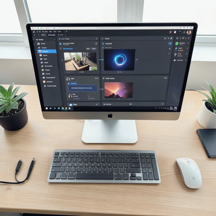 Content creation workflow using an AI tool on a desk.