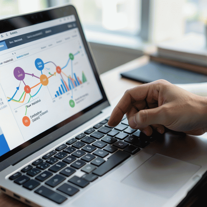 Tangan sedang menghitung biaya produksi (HPP) menggunakan kalkulator atau spreadsheet digital untuk menentukan harga jual.