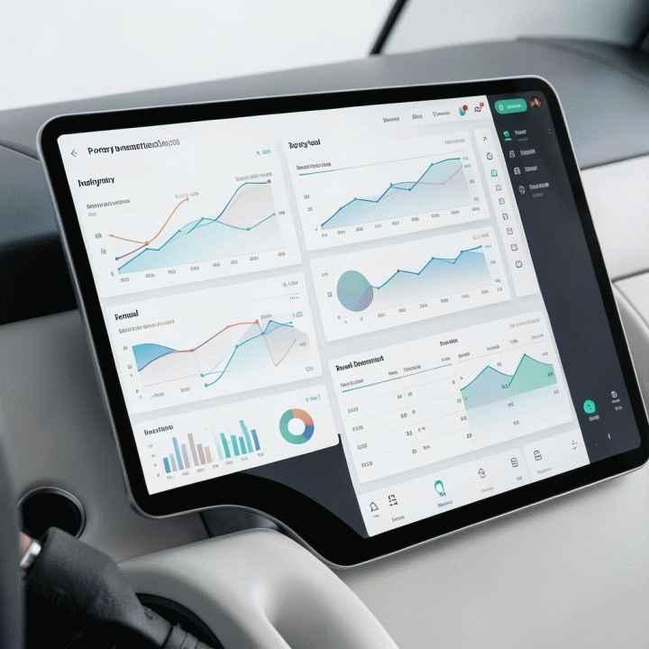 Digital dashboard interface for property management software displaying real-time data and scheduling.