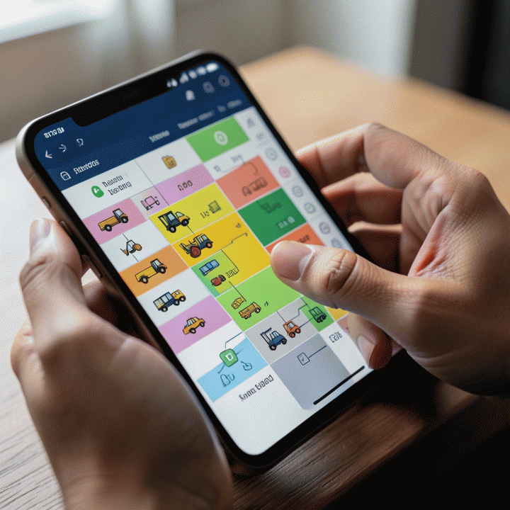 Tangan profesional yang sedang merencanakan jadwal pemesanan aset di antarmuka digital kalender.