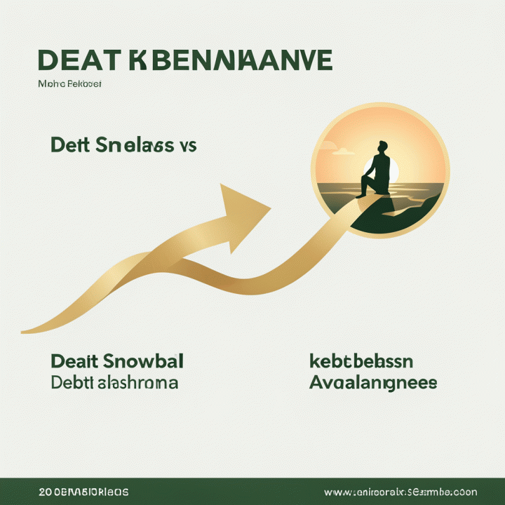 Visualisasi perbandingan strategi pelunasan utang (Snowball vs Avalanche) yang menunjukkan jalur menuju kebebasan finansial.
