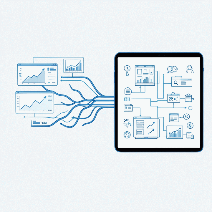 Visualisasi konseptual yang menunjukkan proses mengubah data mentah yang berantakan menjadi strategi pemasaran dan copywriting yang terstruktur dan dapat ditindaklanjuti.