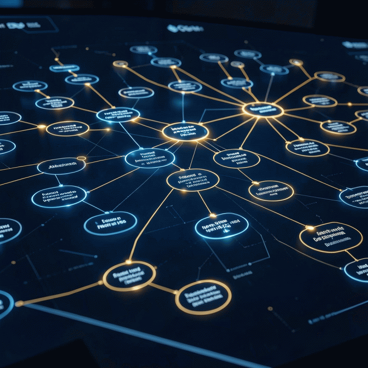Digital mind map visualizing a strategic career journey and job opportunities.