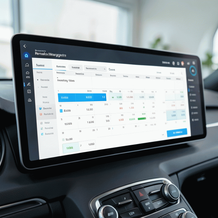 Digital dashboard interface visualizing real-time property rental management and inventory for business owners.