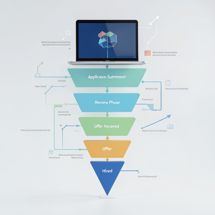 Conceptual flow chart visualizing the job application funnel stages for career optimization.
