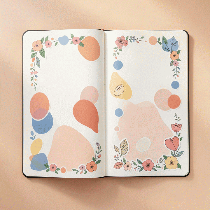 Digital journal page decorated with aesthetic digital sticker assets.