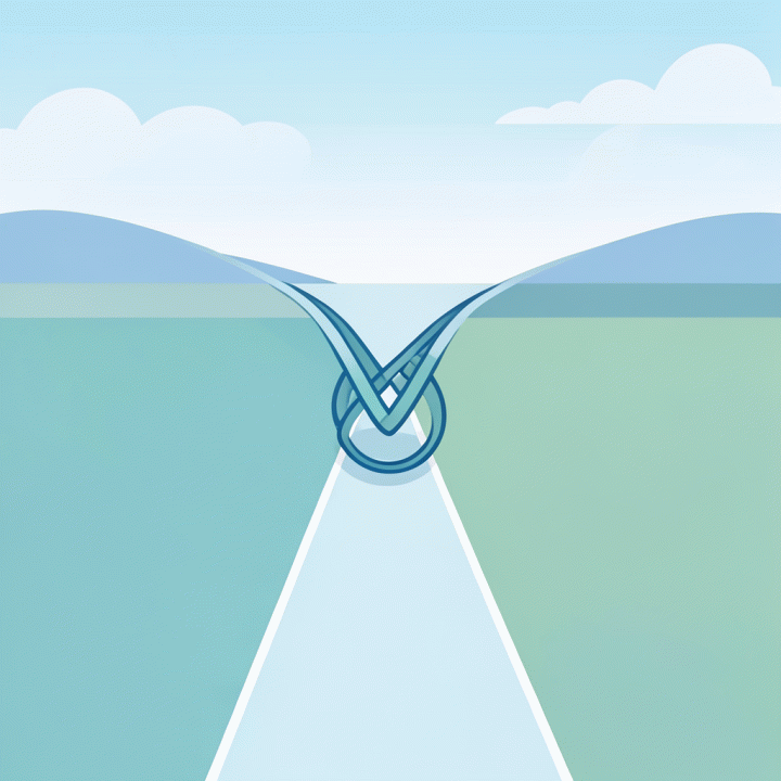Ilustrasi visual yang menunjukkan benang kusut utang yang perlahan terurai menjadi jalan yang lurus menuju kebebasan.
