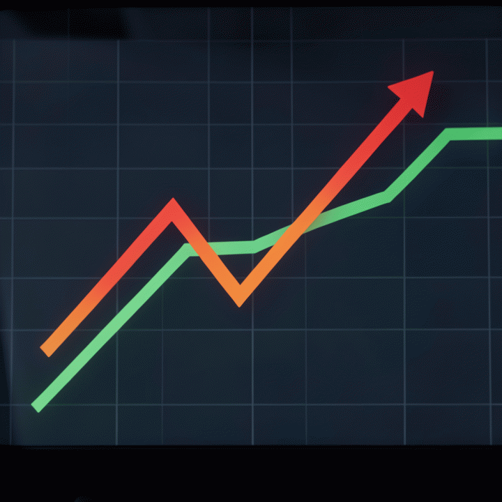 Grafik visual abstrak yang menunjukkan kenaikan biaya (merah) dan strategi penyesuaian harga untuk menjaga profitabilitas (hijau).