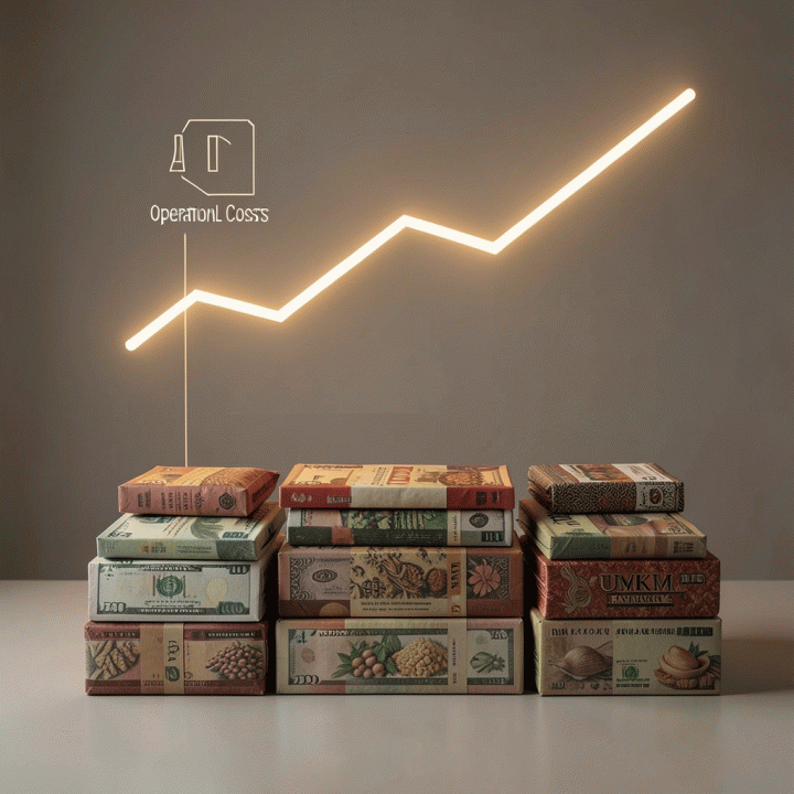 Visualisasi konseptual yang menunjukkan stabilitas profit margin bisnis di tengah kenaikan biaya operasional.