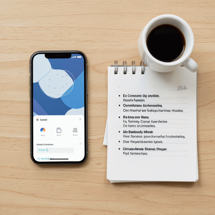 Tata letak minimalis yang menunjukkan persiapan strategi bisnis dan perencanaan penjualan online.