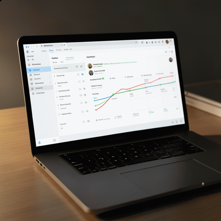 Layar laptop menampilkan dashboard Notion yang terorganisir dengan daftar lamaran kerja dan pelacak peluang karir, menekankan efisiensi manajemen prospek kerja.