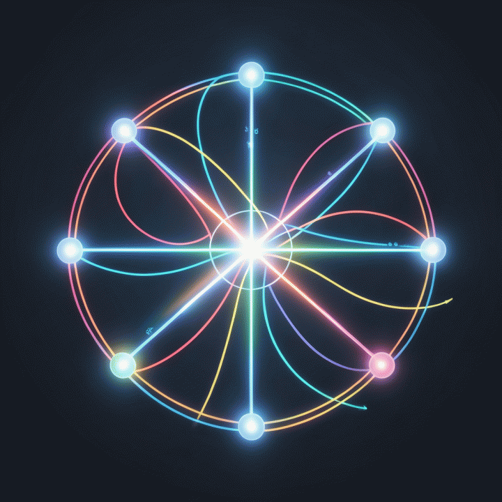 Visualisasi abstrak dan modern dari sistem keuangan yang terorganisir, menunjukkan pengelolaan berbagai jenis utang (CC, pinjaman, paylater) menjadi satu sistem yang stabil.
