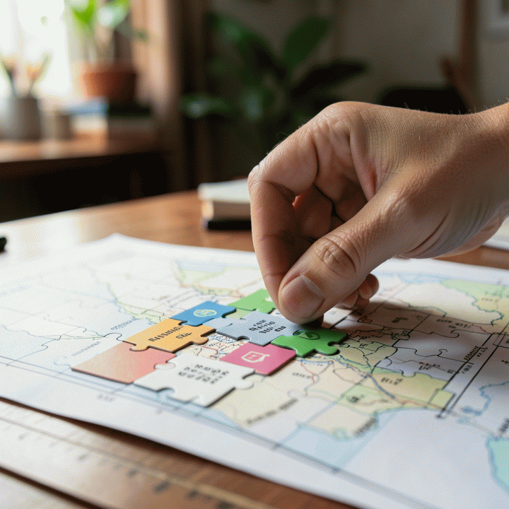 Tangan yang secara strategis menempatkan bagian puzzle keuangan ke dalam peta rencana pelunasan utang.